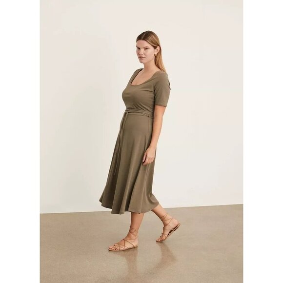 Vince Short Sleeve Square-Neck Dress Womens Size 3X Minimalist Office Clean Girl - Picture 2 of 9